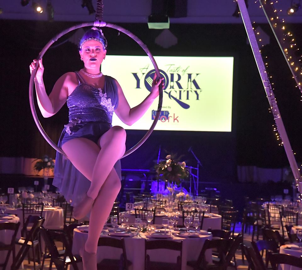 Aerialist Krystal Younglove at A Taste of York